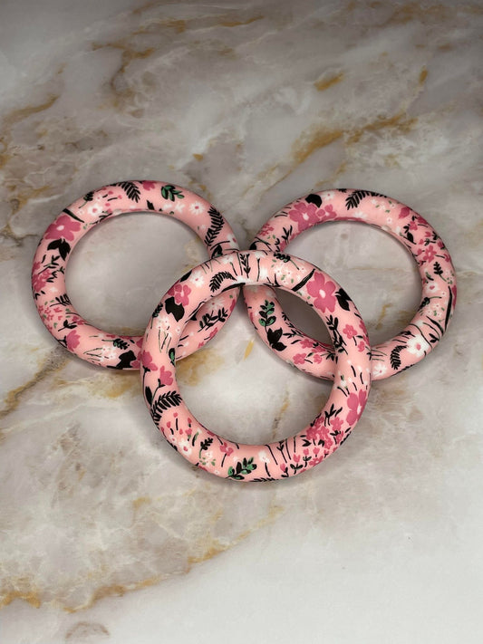 PINK FLORAL 65MM SILICONE RING
