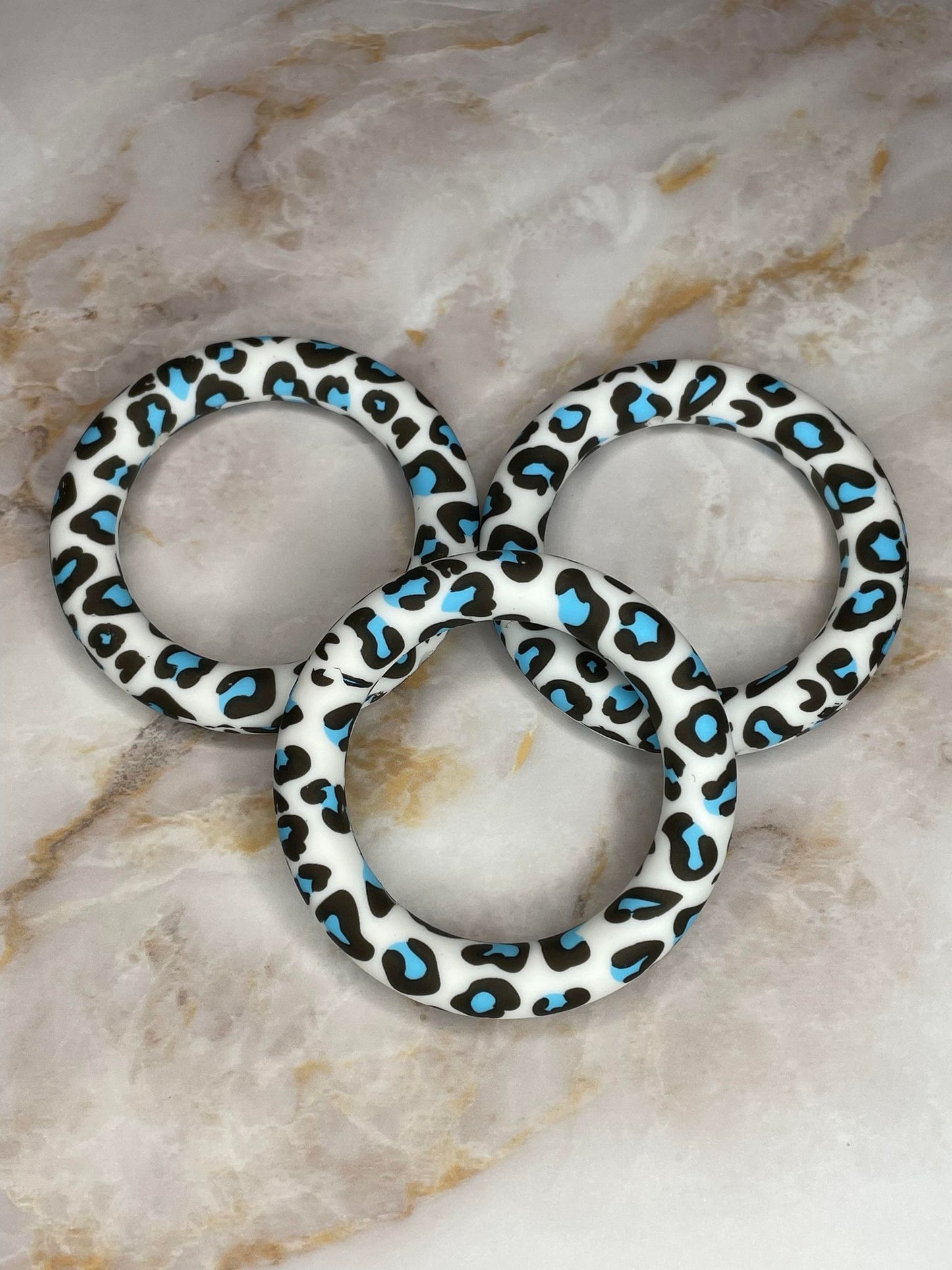 BLUE LEOPARD 65MM SILICONE RING