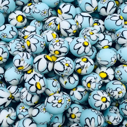 P583 BABY BLUE BIG DAISY 15MM PRINT (1ct)