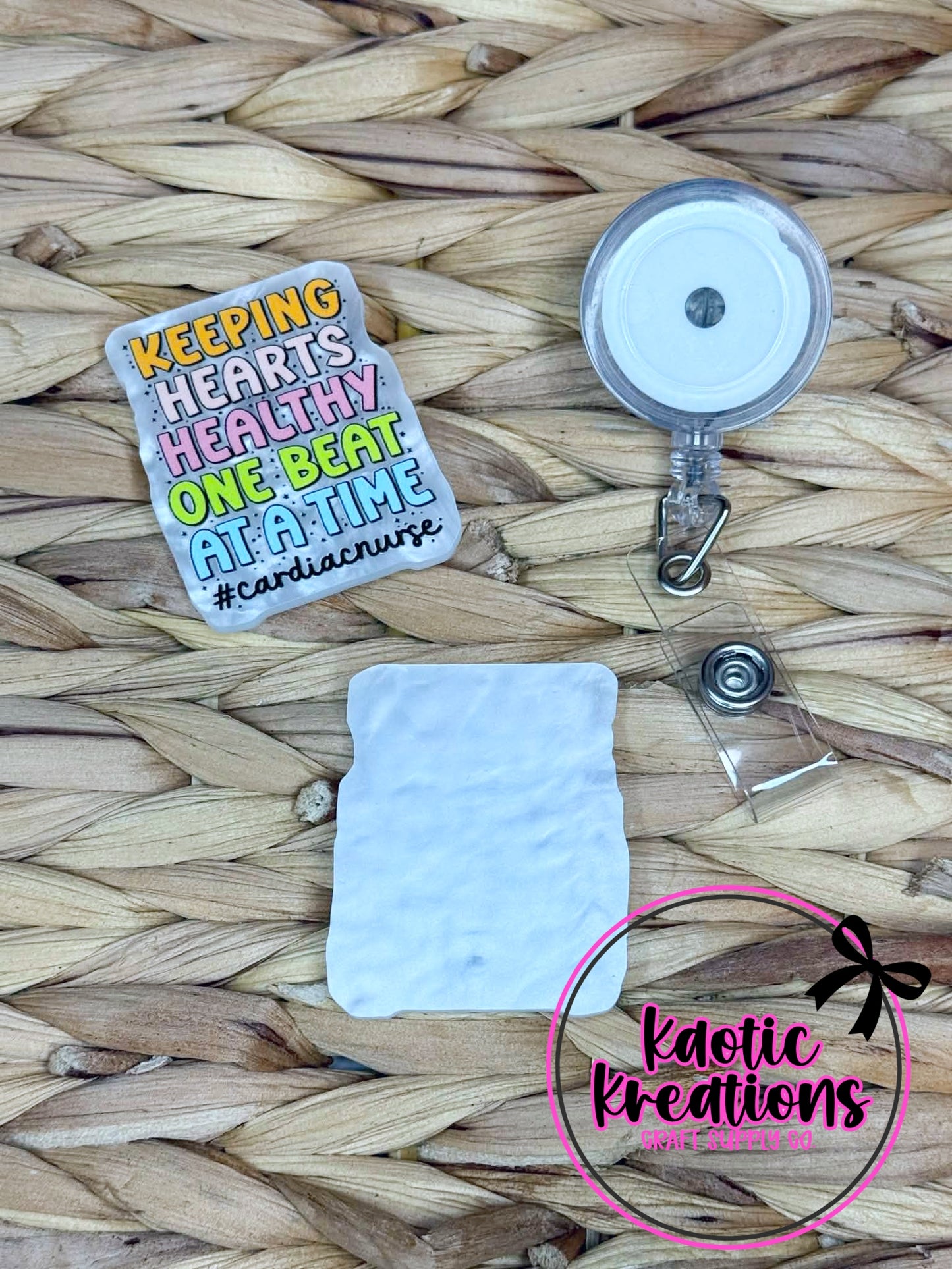 *CUSTOM* FLATBACK ACRYLIC 39mm X 47mm KEEPING HEARTS HEALTHY F169 (1ct)