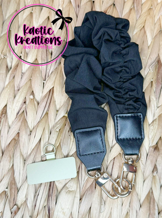 SCRUNCHIE KEYCHAIN/PHONE WRISTLET - BLACK (1ct)