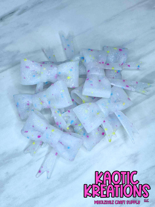 BEADABLE JUMBO SILICONE BOW BIRTHDAY CONFETTI GLITTER (1ct)