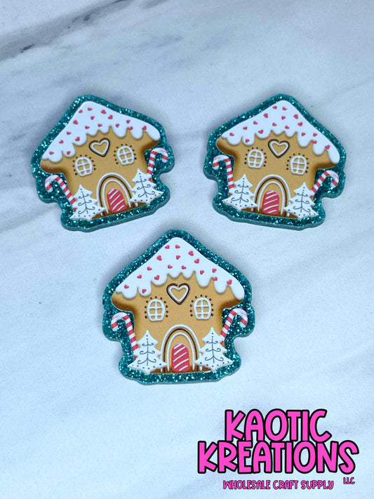 FLATBACK ACRYLIC GINGERBREAD HOUSE F514 (1ct)