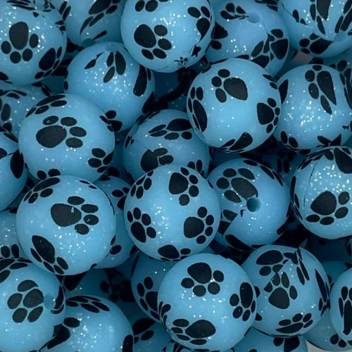 P17 BLUE GLITTER PAW 15MM PRINT (1ct)