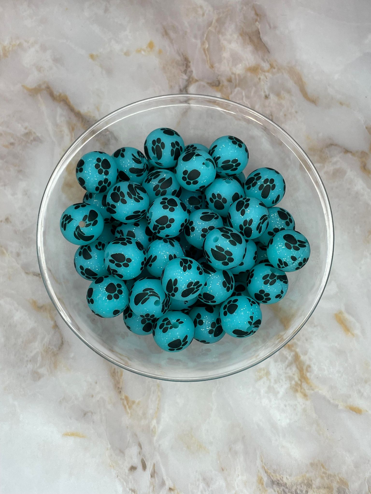 P18 TURQUOISE GLITTER PAW 15MM PRINT (1ct) – Kaotic Kreations