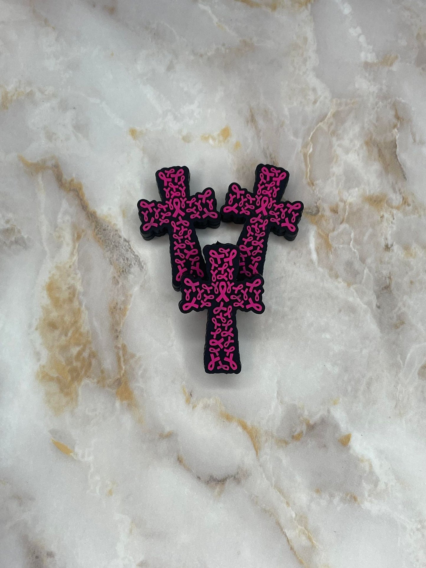 AWARENESS RIBBON CROSS SILICONE FOCAL B64 (1ct)