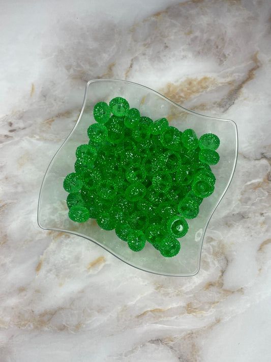 12MM RESIN RHINESTONE SPACER PARAKEET GREEN #19 (EACH)