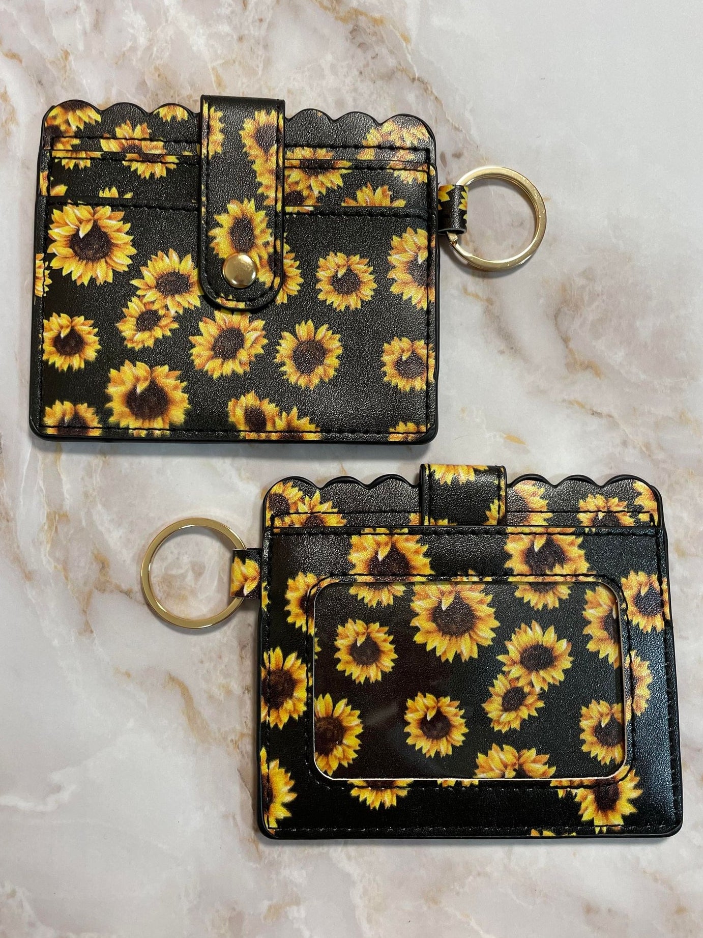 LEATHER KEYCHAIN WALLET SUNFLOWER