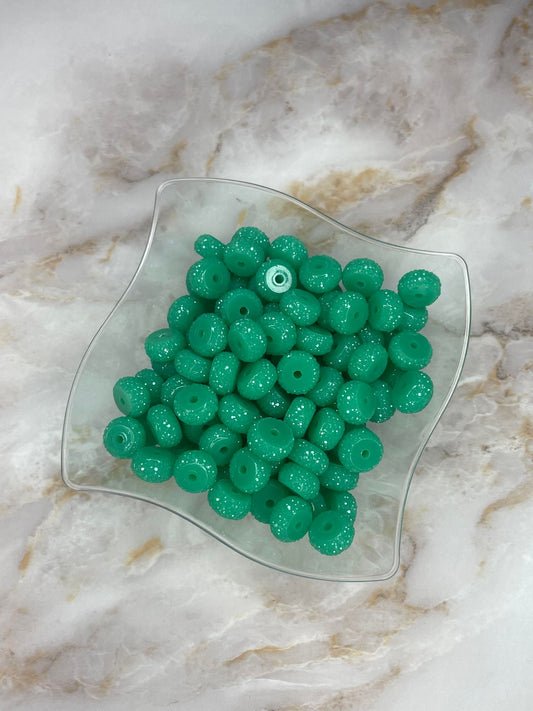 12MM RESIN RHINESTONE SPACER JUNGLE GREEN #33 (EACH)