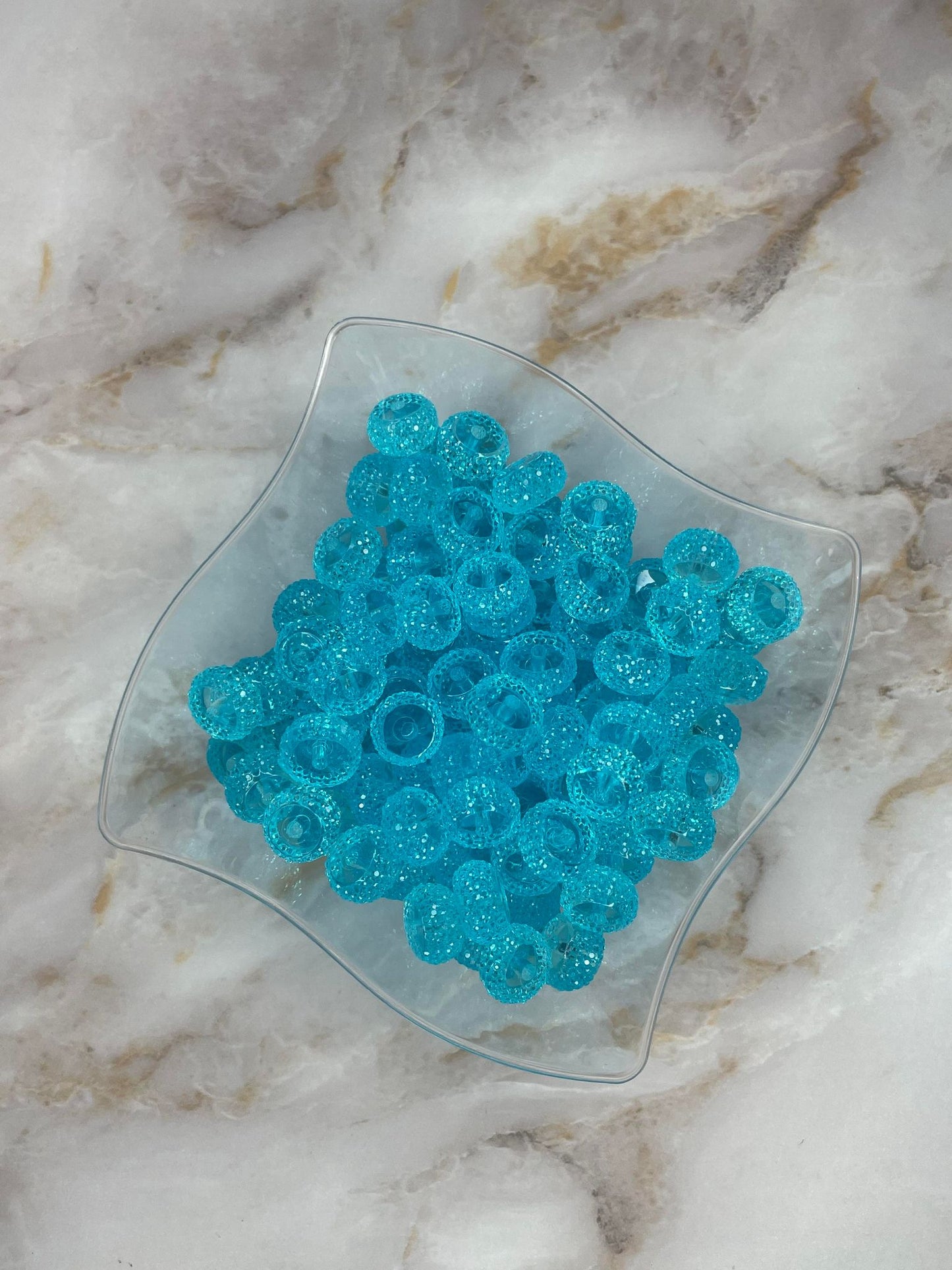 12MM RESIN RHINESTONE SPACER TRANSPARENT AQUA #8 (EACH)