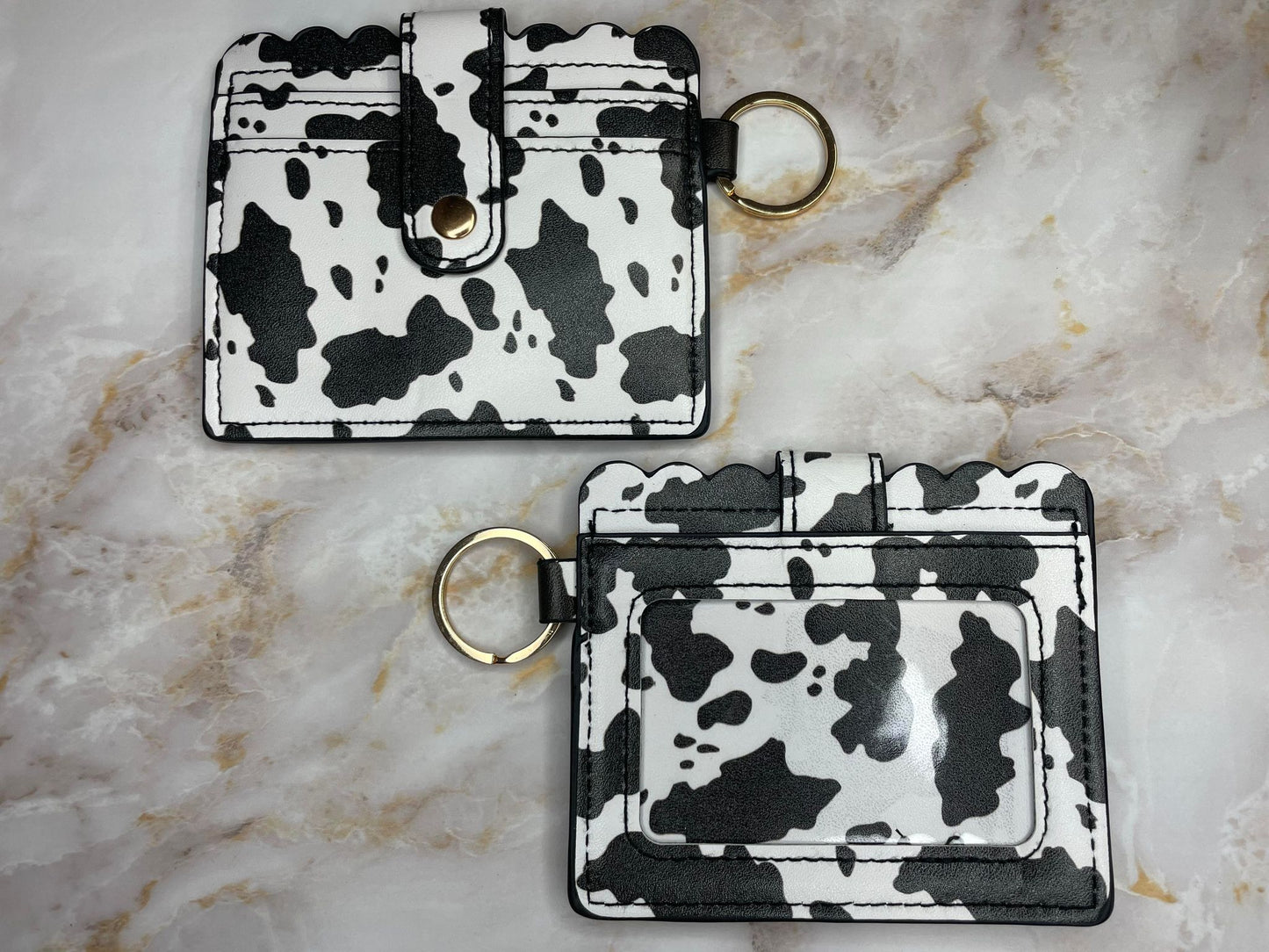 LEATHER KEYCHAIN WALLET COW SPLATTER