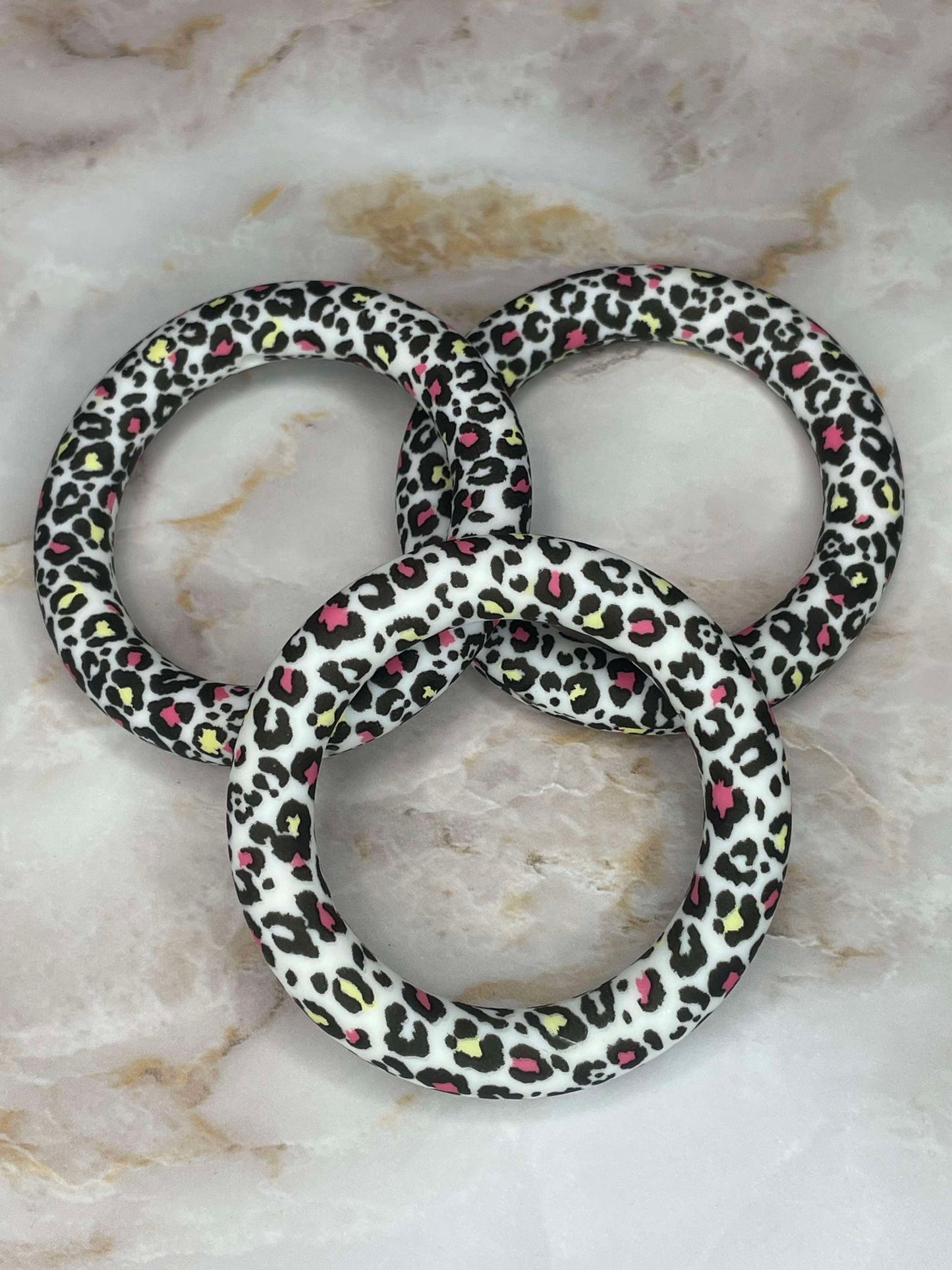 65MM SILICONE RING PINK YELLOW LEOPARD