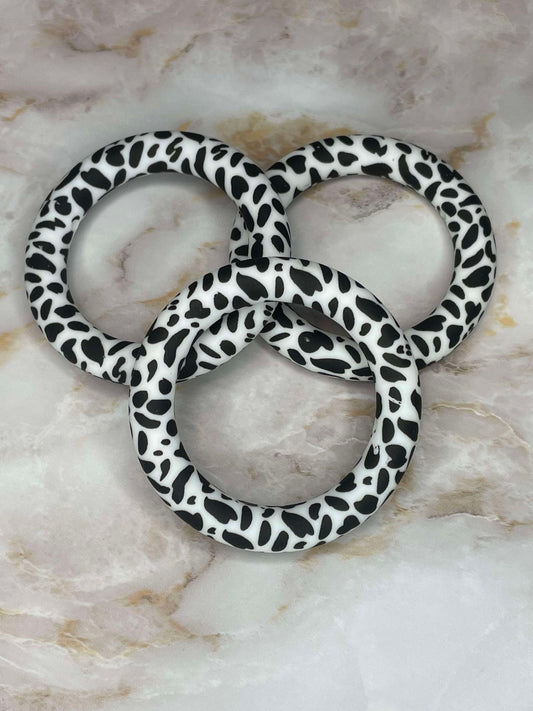 65MM SILICONE RING BLACK COW SPOTS