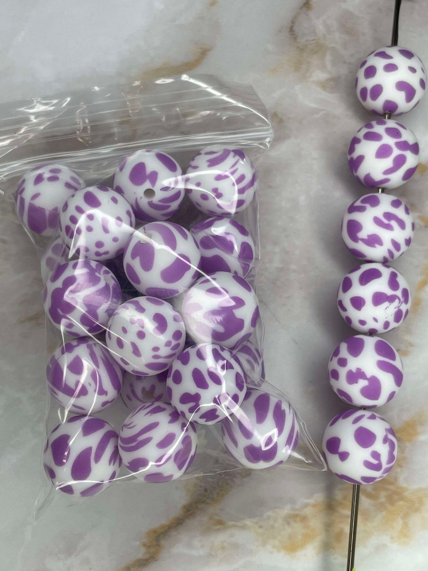 WHOLESALE - P157 PURPLE COW 15MM PRINT 20 PACK