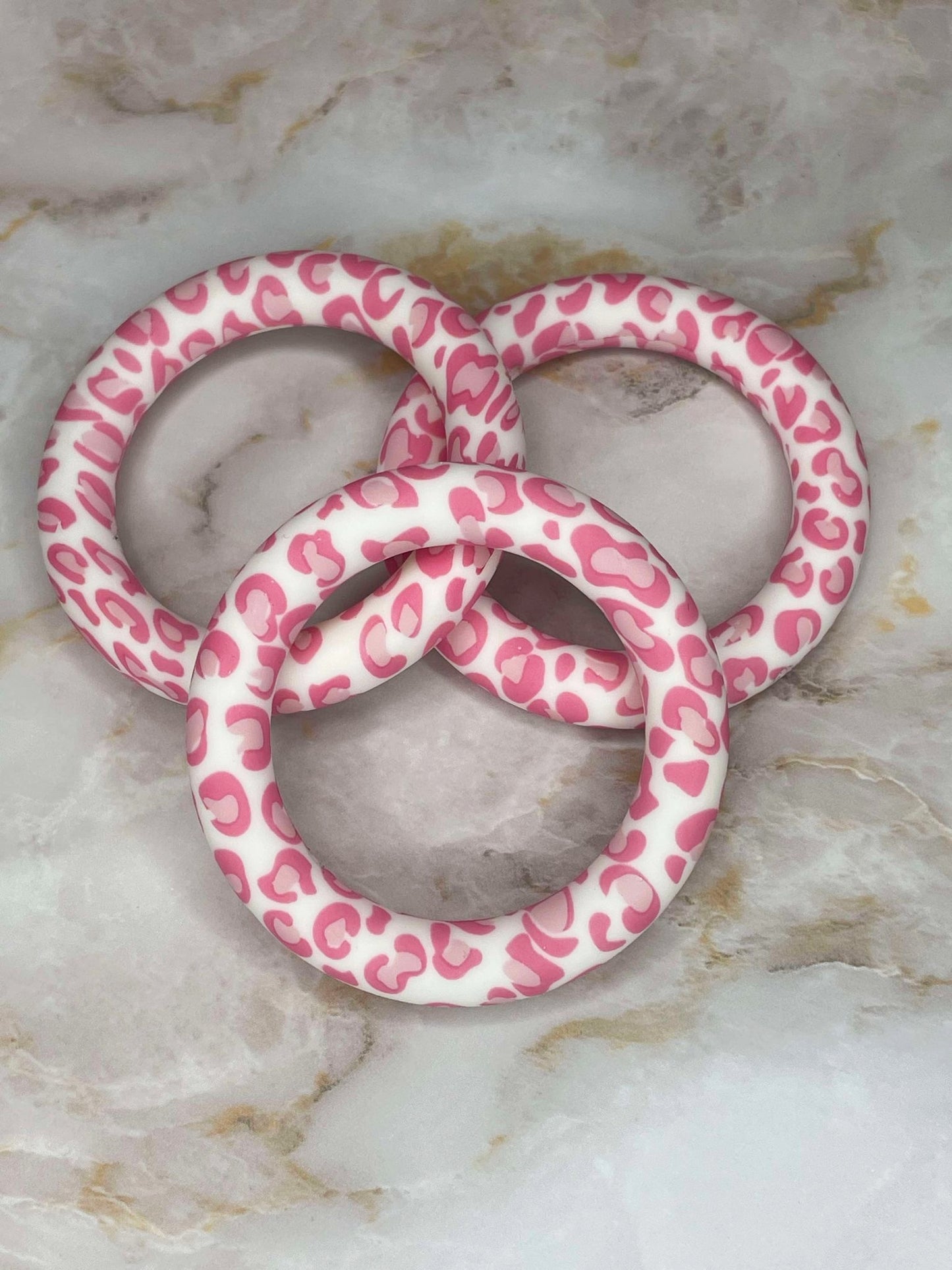 65MM SILICONE RING PINK LEOPARD