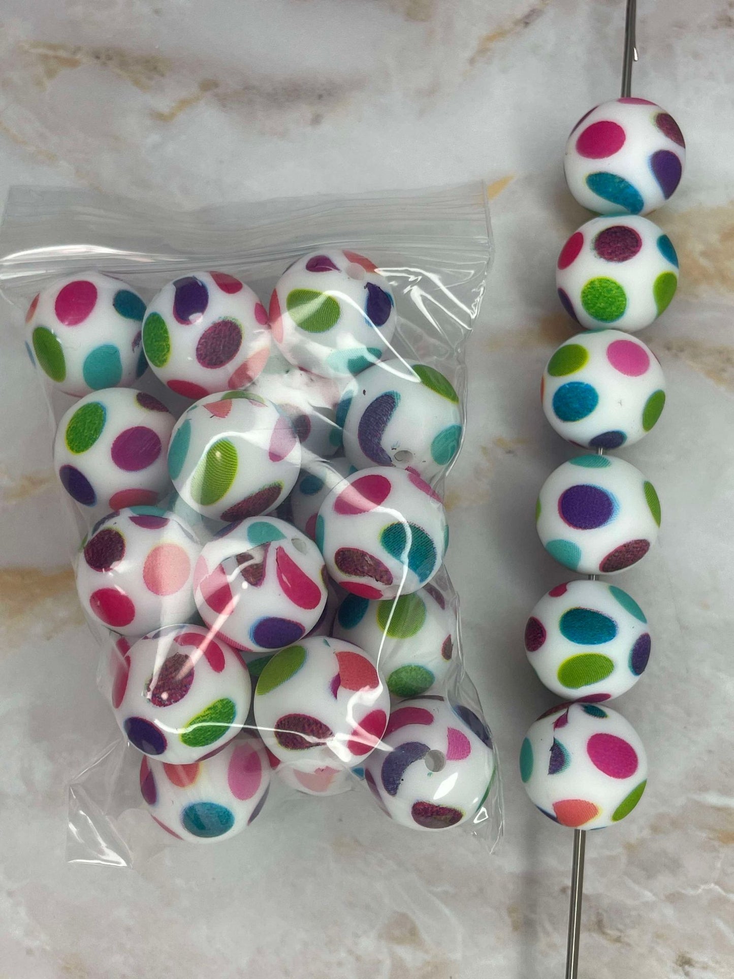 WHOLESALE - P441 VIBRANT POLKA DOTS 15MM PRINT 20 PACK