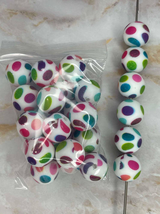 WHOLESALE - P441 VIBRANT POLKA DOTS 15MM PRINT 20 PACK