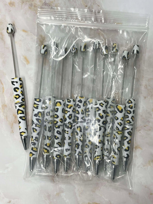 WHOLESALE - ORANGE LEOPARD BEADABLE PEN 10 PACK