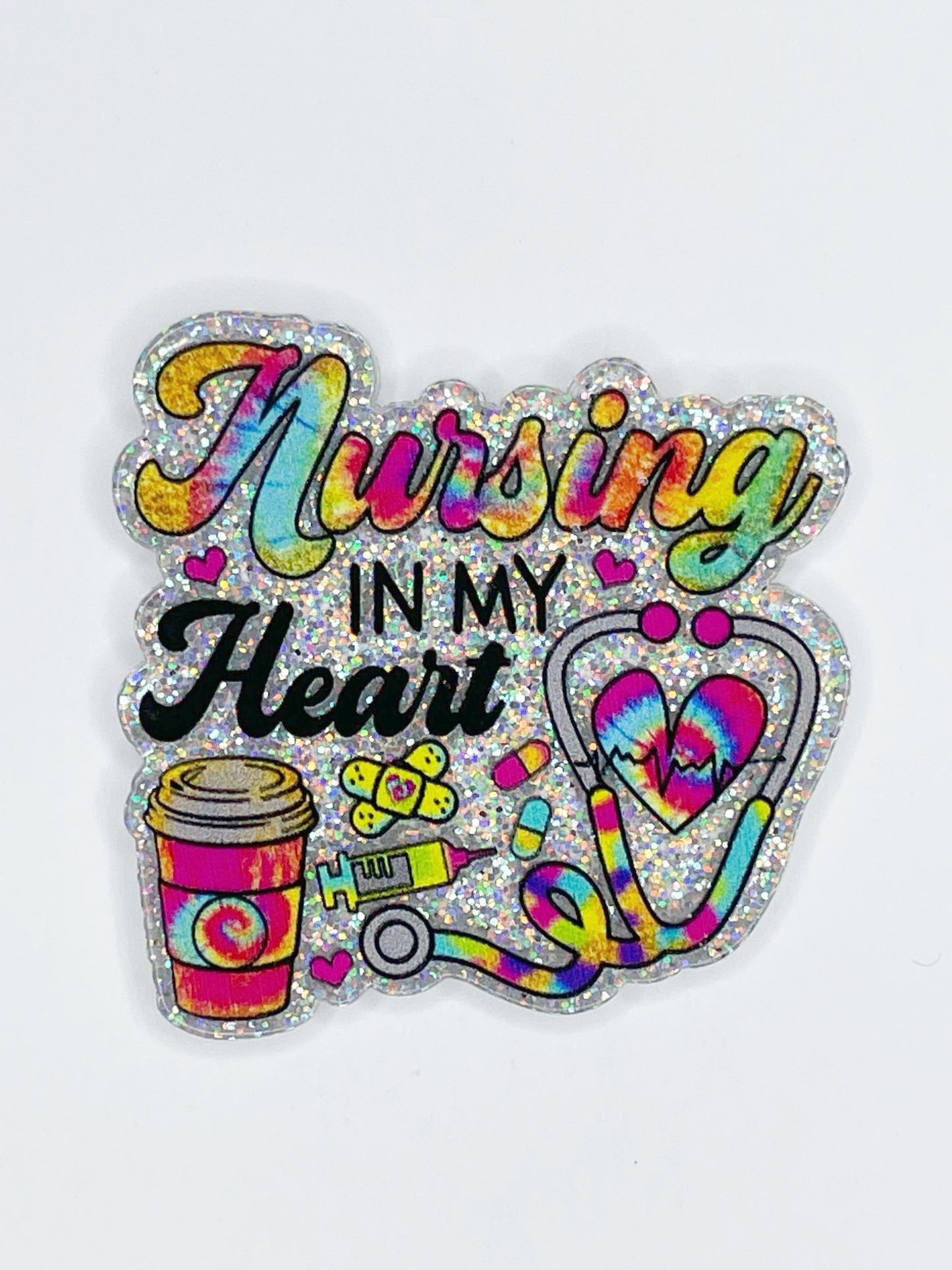 FLATBACK ACRYLIC NURSING IN MY HEART SILVER F30