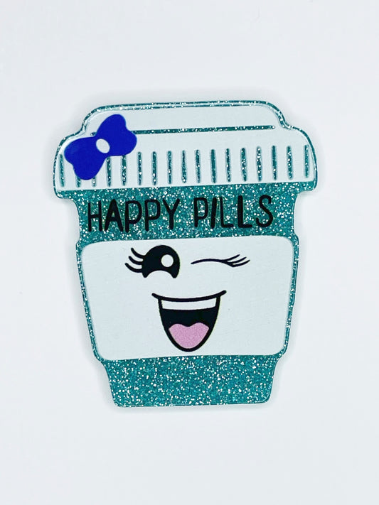 FLATBACK ACRYLIC HAPPY PILLS TURQUOISE F131 (1ct)