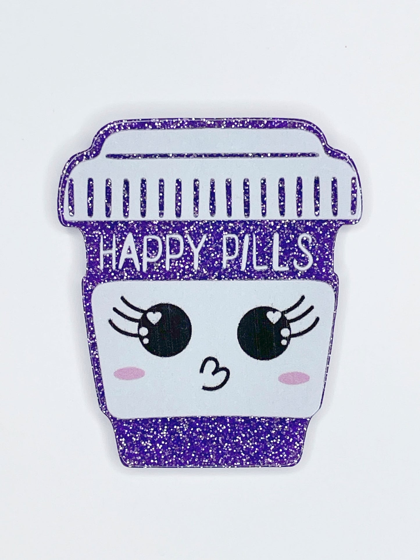 FLATBACK ACRYLIC PURPLE HAPPY PILLS F107