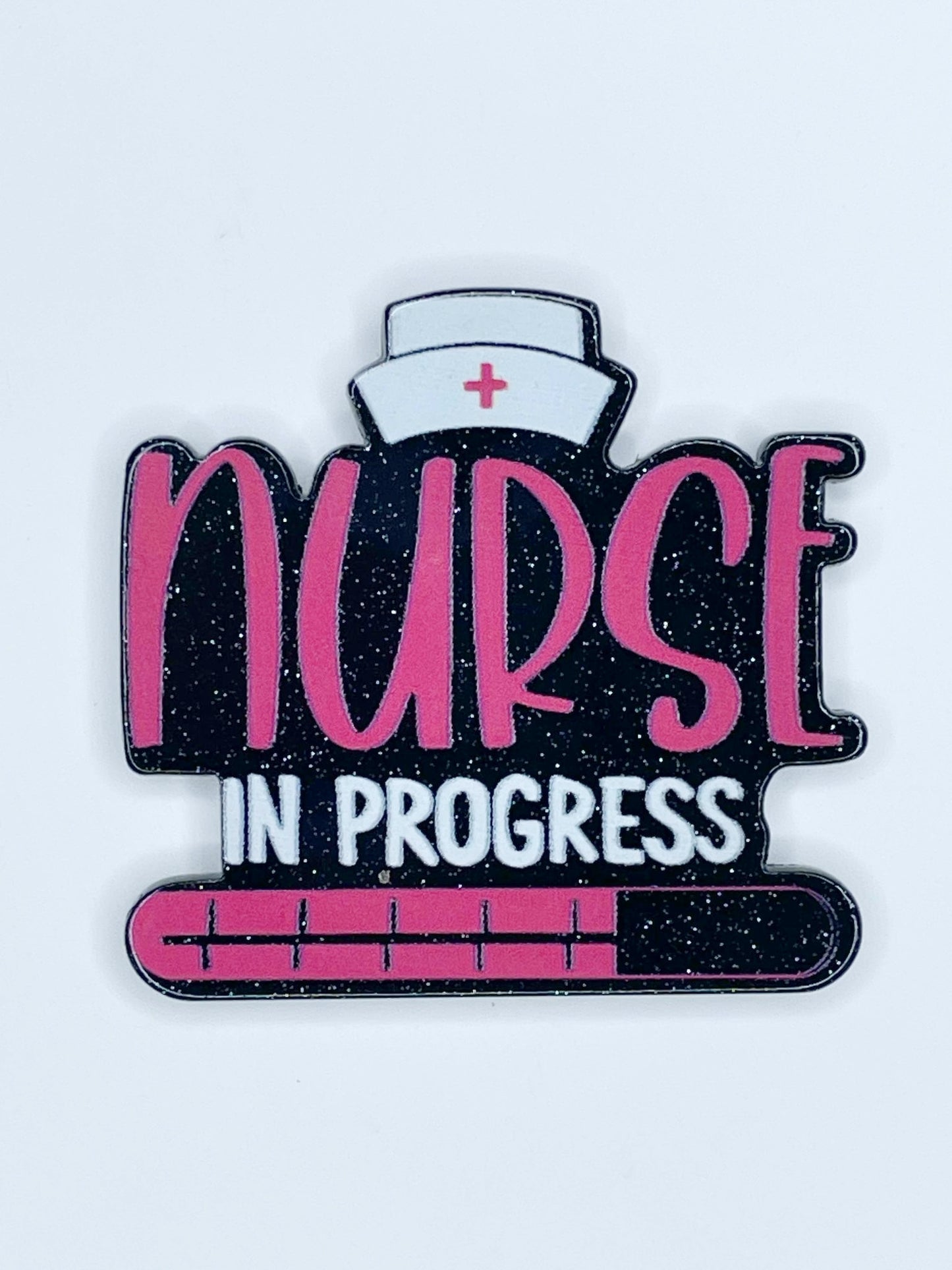 FLATBACK ACRYLIC NURSE IN PROGRESS BLACK DARK PINK F4