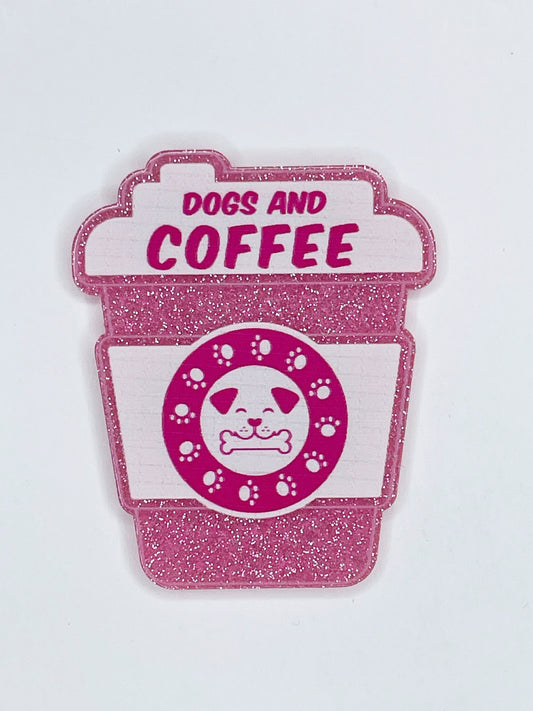 FLATBACK ACRYLIC DOGS AND COFFEE PINK CUP F130 (1ct)