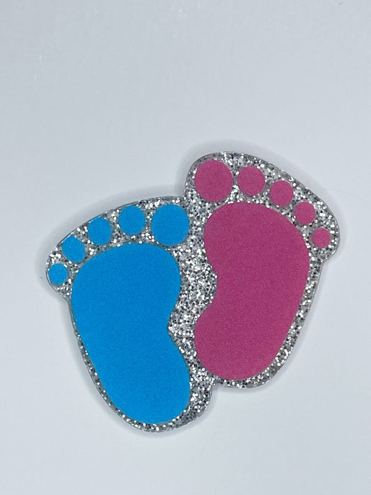 FLATBACK ACRYLIC BABY FOOTPRINTS F114