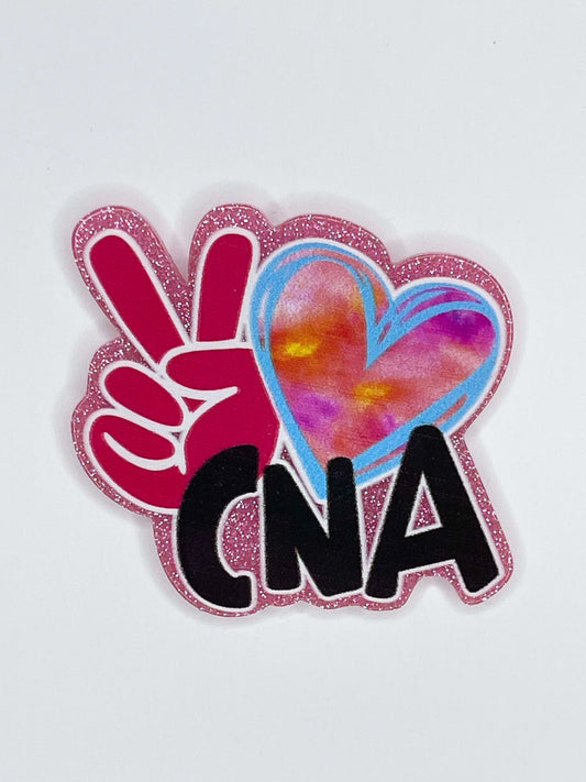 FLATBACK ACRYLIC PEACE LOVE CNA PINK F109