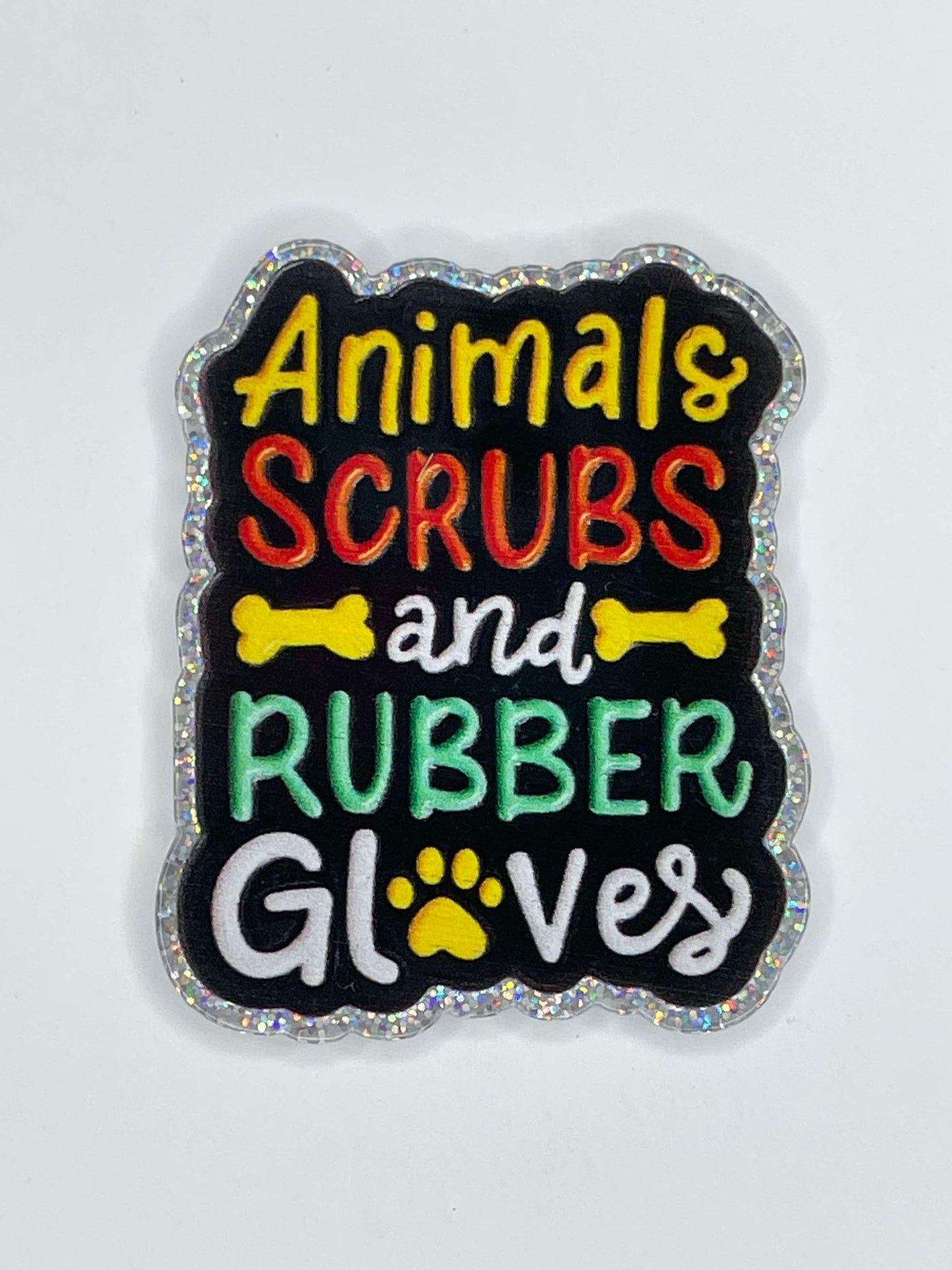 FLATBACK ACRYLIC ANIMALS SCRUBS AND RUBBER GLOVES F55 (1ct)