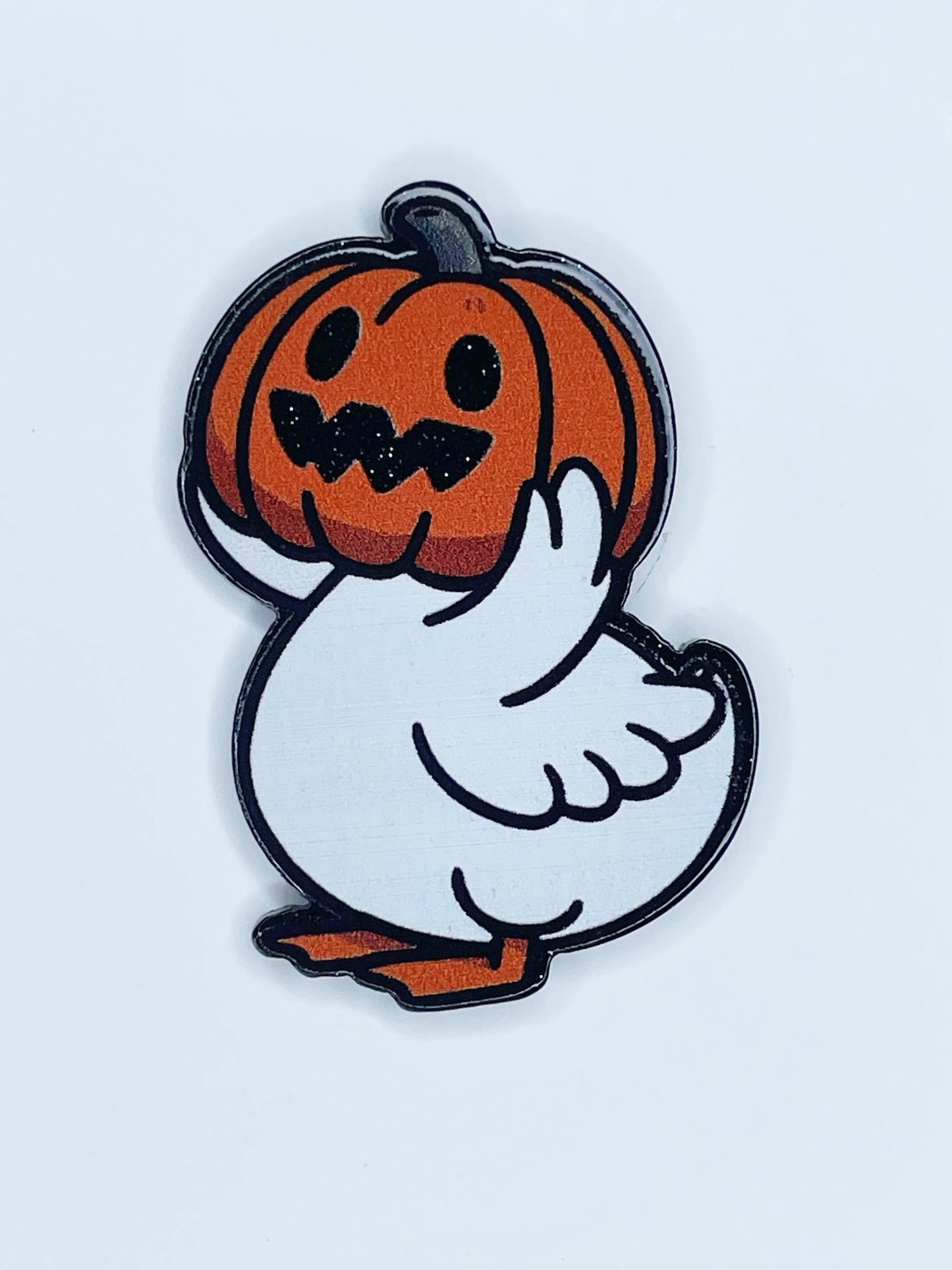 FLATBACK ACRYLIC PUMPKIN DUCK F177