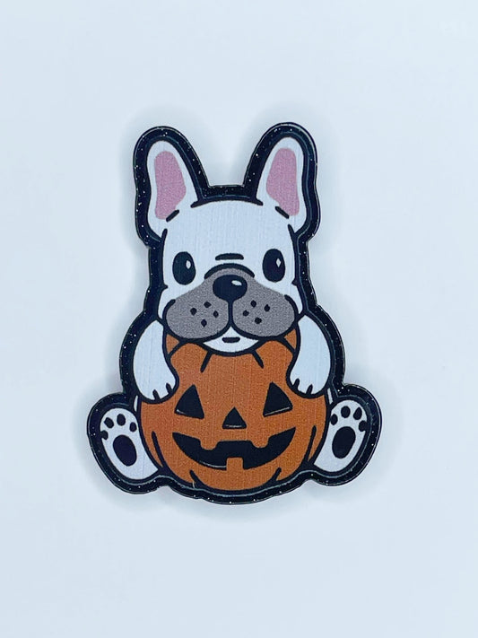 FLATBACK ACRYLIC PUPPY PUMPKIN F176