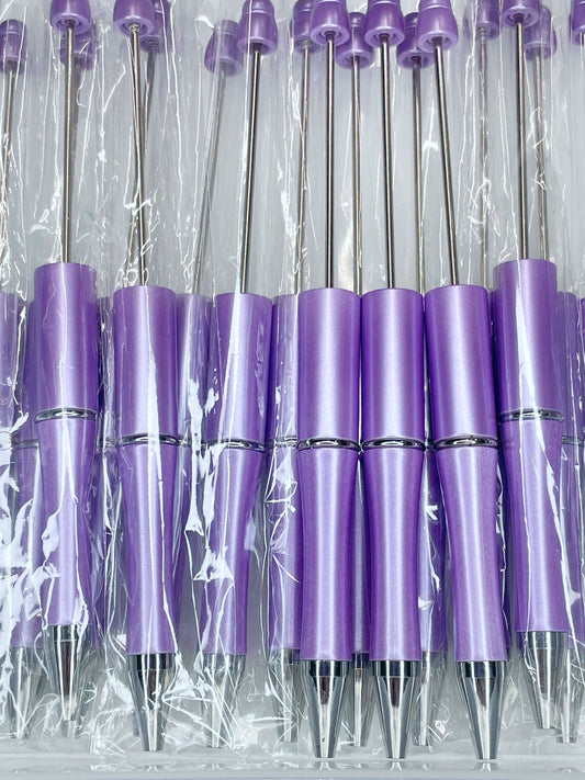 WHOLESALE PACK - BEADABLE PLASTIC PEN PEARLESCENT LAVENDER B6 (10ct)