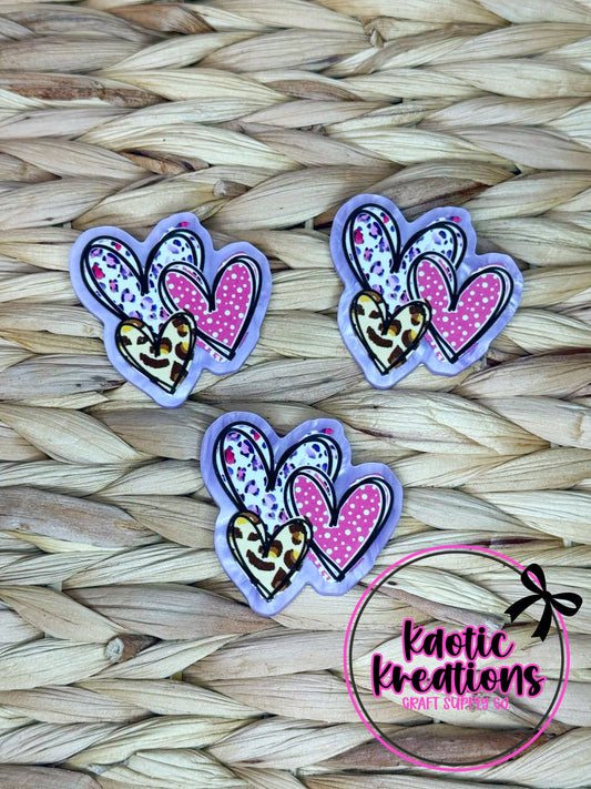 *CUSTOM* FLATBACK ACRYLIC MULTI HEARTS F38 (1ct)
