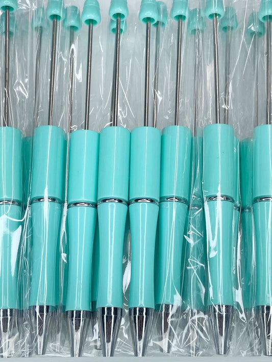 WHOLESALE PACK - BEADABLE PLASTIC PEN SOLID SEAFOAM B7 (10ct)