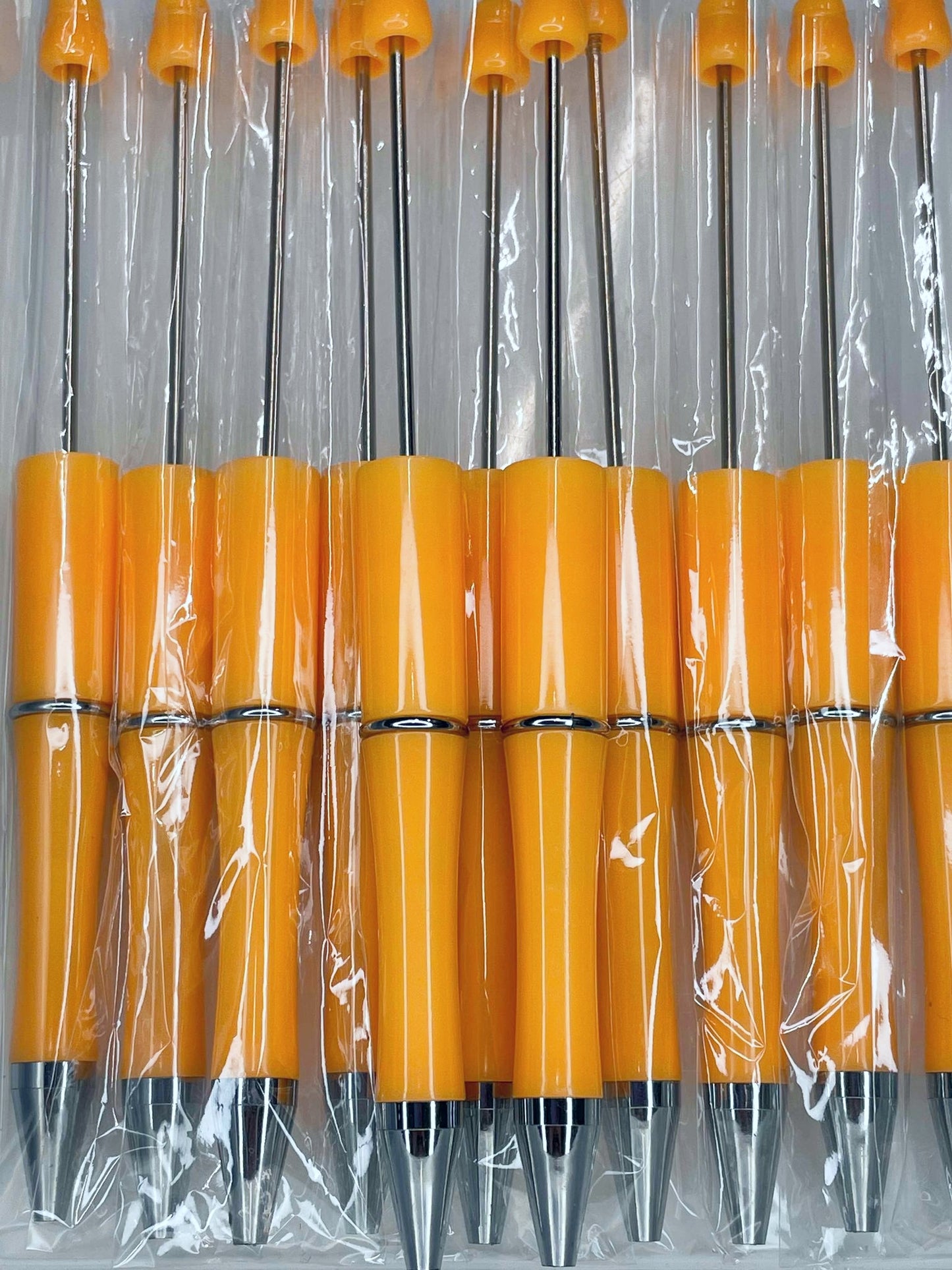 WHOLESALE PACK - BEADABLE PLASTIC PEN SOLID ORANGE B10 (10ct)