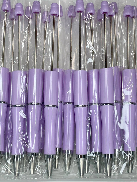 WHOLESALE PACK - BEADABLE PLASTIC PEN SOLID LILAC B14 (10ct)