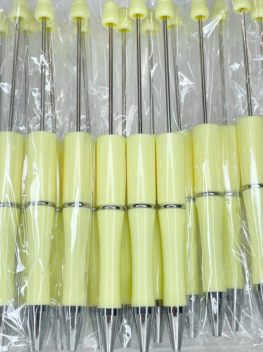 WHOLESALE PACK - BEADABLE PLASTIC PEN SOLID LEMONADE B8 (10ct)