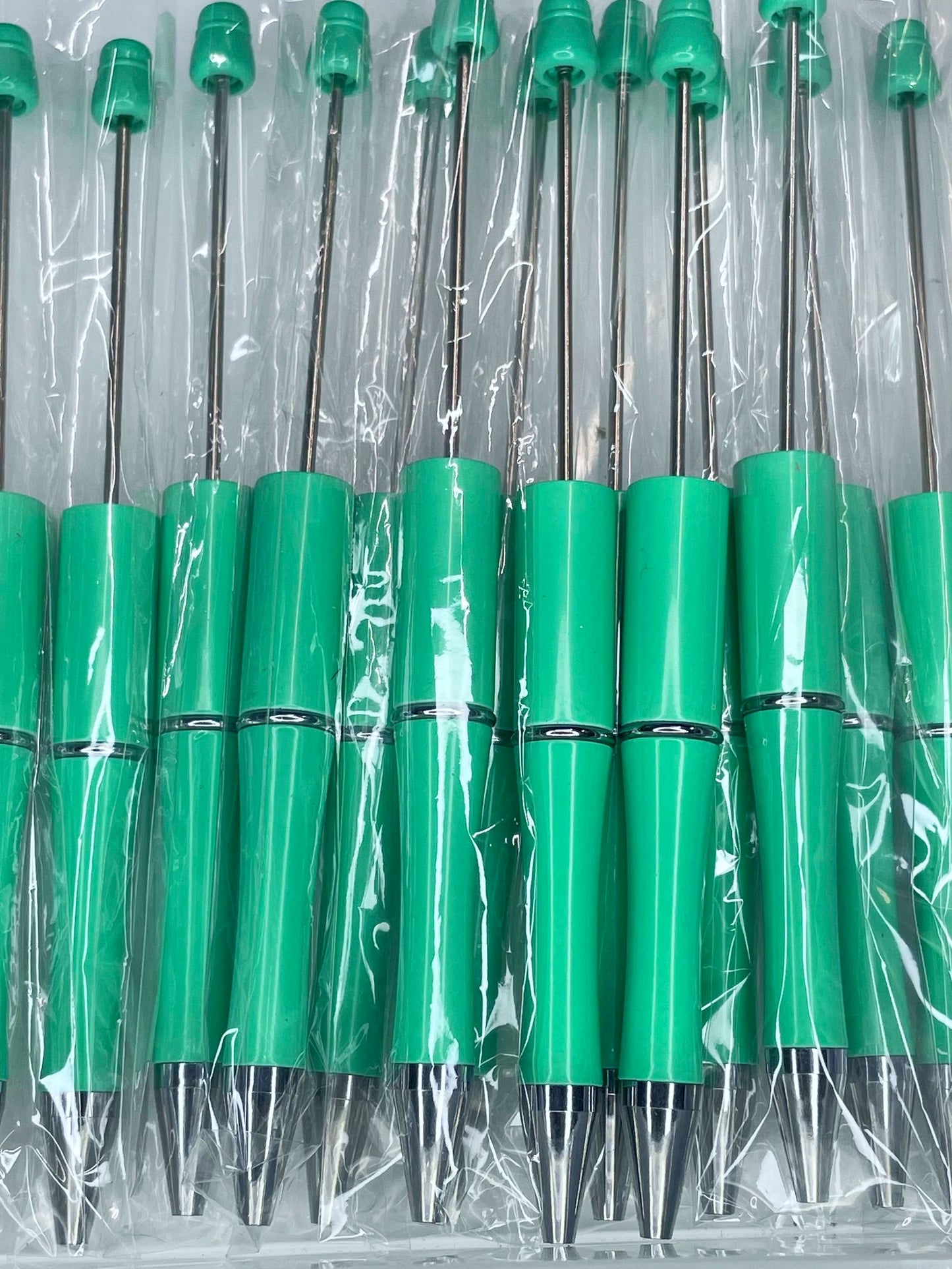 WHOLESALE PACK - BEADABLE PLASTIC PEN SOLID TURQUOISE B5 (10ct)