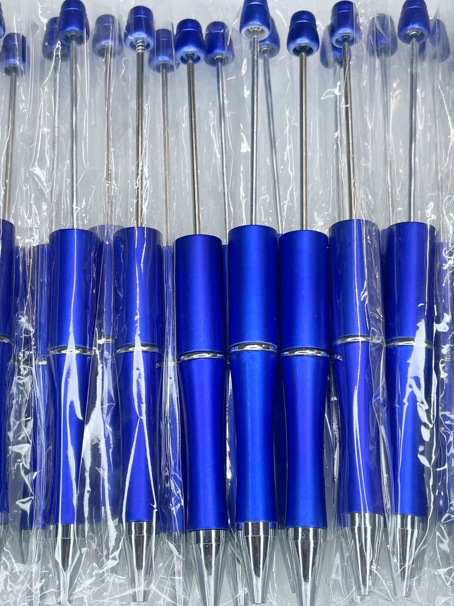 WHOLESALE PACK - BEADABLE PLASTIC PEN PEARLESCENT ROYAL BLUE B2 (10ct)