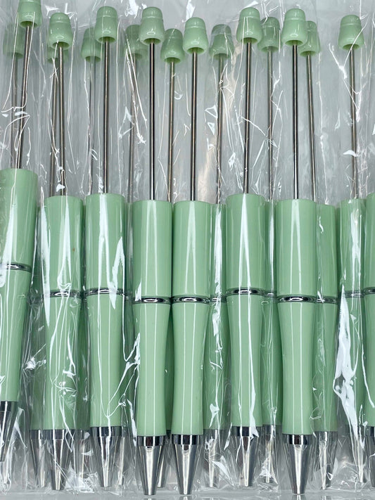 WHOLESALE PACK - BEADABLE PLASTIC PEN SOLID GRACEFUL GREEN B13 (10ct)