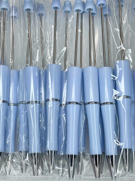 WHOLESALE PACK - BEADABLE PLASTIC PEN SOLID PALE BLUE B13 (10ct)