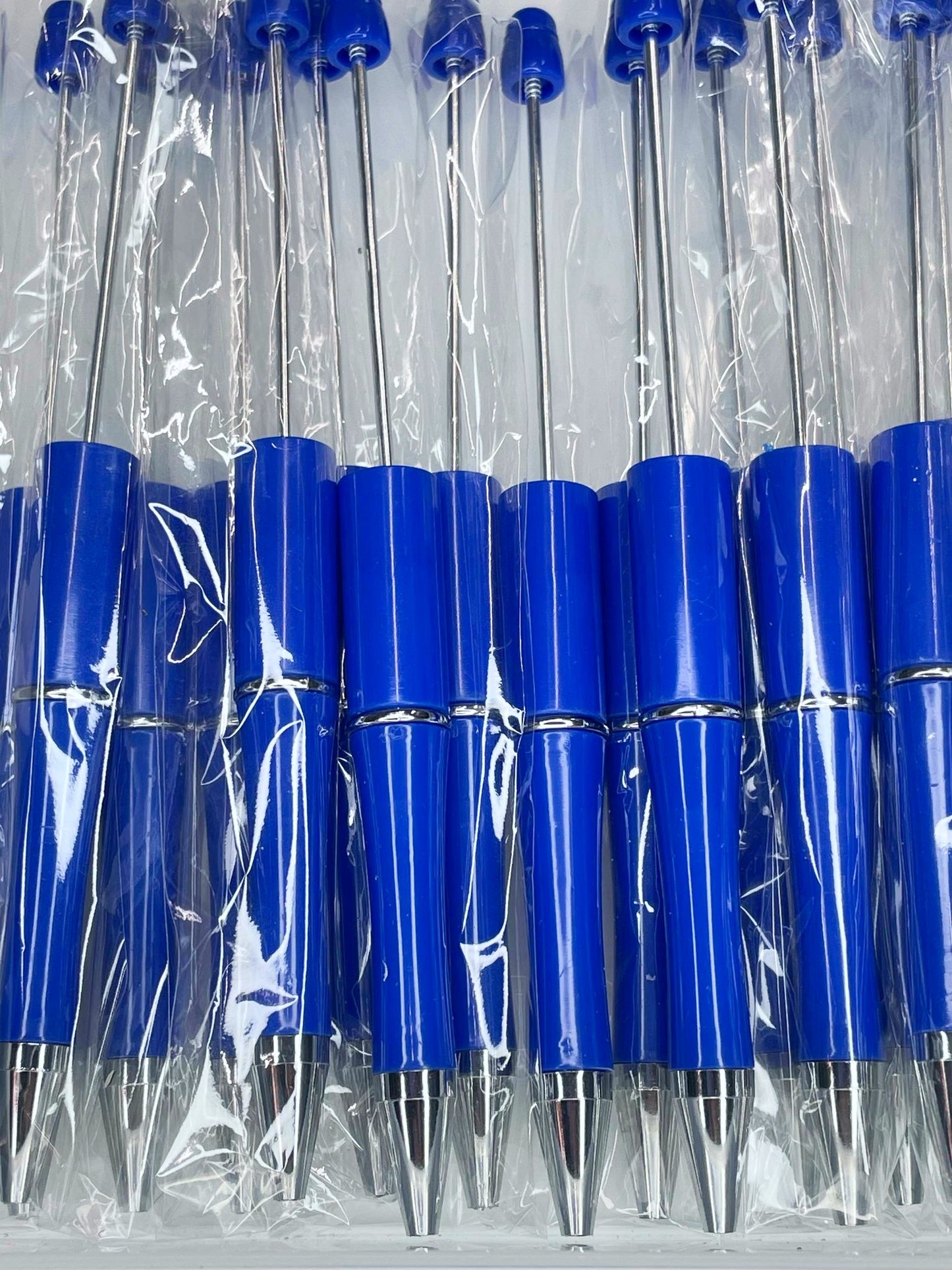 WHOLESALE PACK - BEADABLE PLASTIC PEN SOLID DEEP BLUE B1 (10ct)