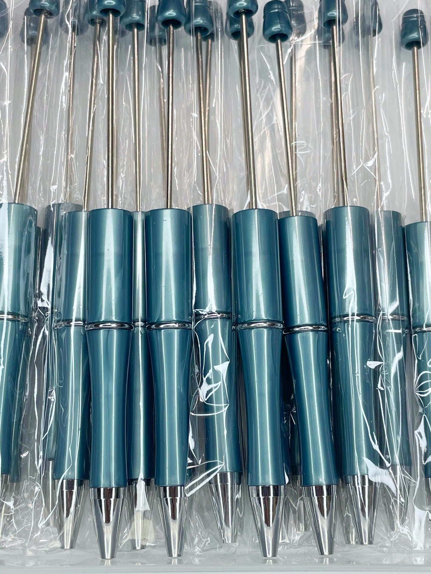 WHOLESALE PACK - BEADABLE PLASTIC PEN PEARLESCENT DEEP TEAL B14 (10ct)