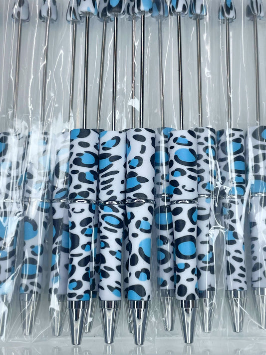 BEADABLE PLASTIC PEN PRINT BLUE LEOPARD B16 (1ct)