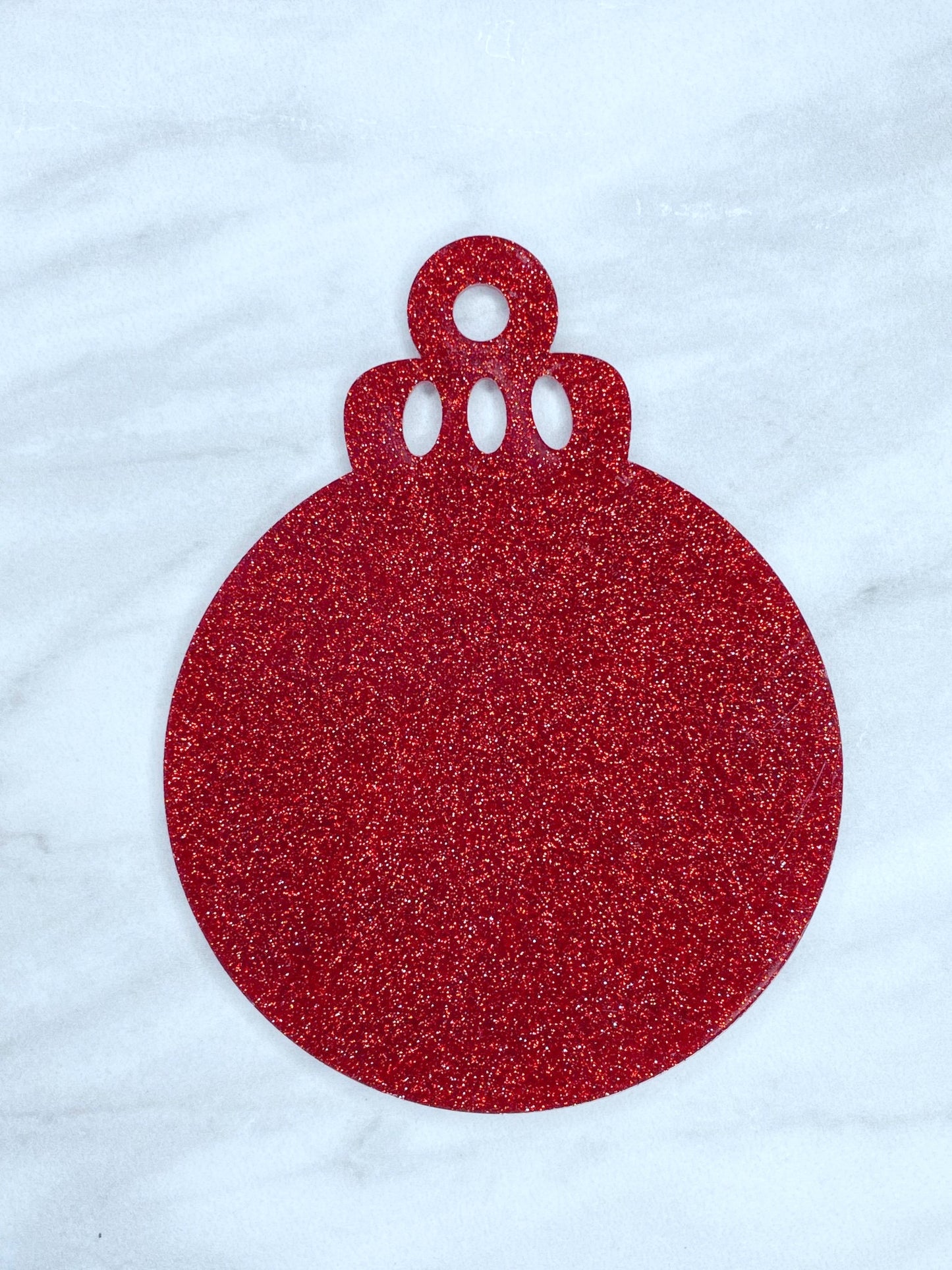 ACRYLIC ROUND ORNAMENT BLANK - RED GLITTER (1ct)