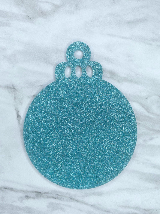 ACRYLIC ROUND ORNAMENT BLANK - LIGHT BLUE GLITTER (1ct)