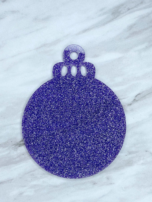 ACRYLIC ROUND ORNAMENT BLANK - PURPLE GLITTER (1ct)