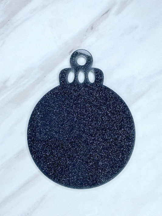 ACRYLIC ROUND ORNAMENT BLANK - BLACK GLITTER (1ct)