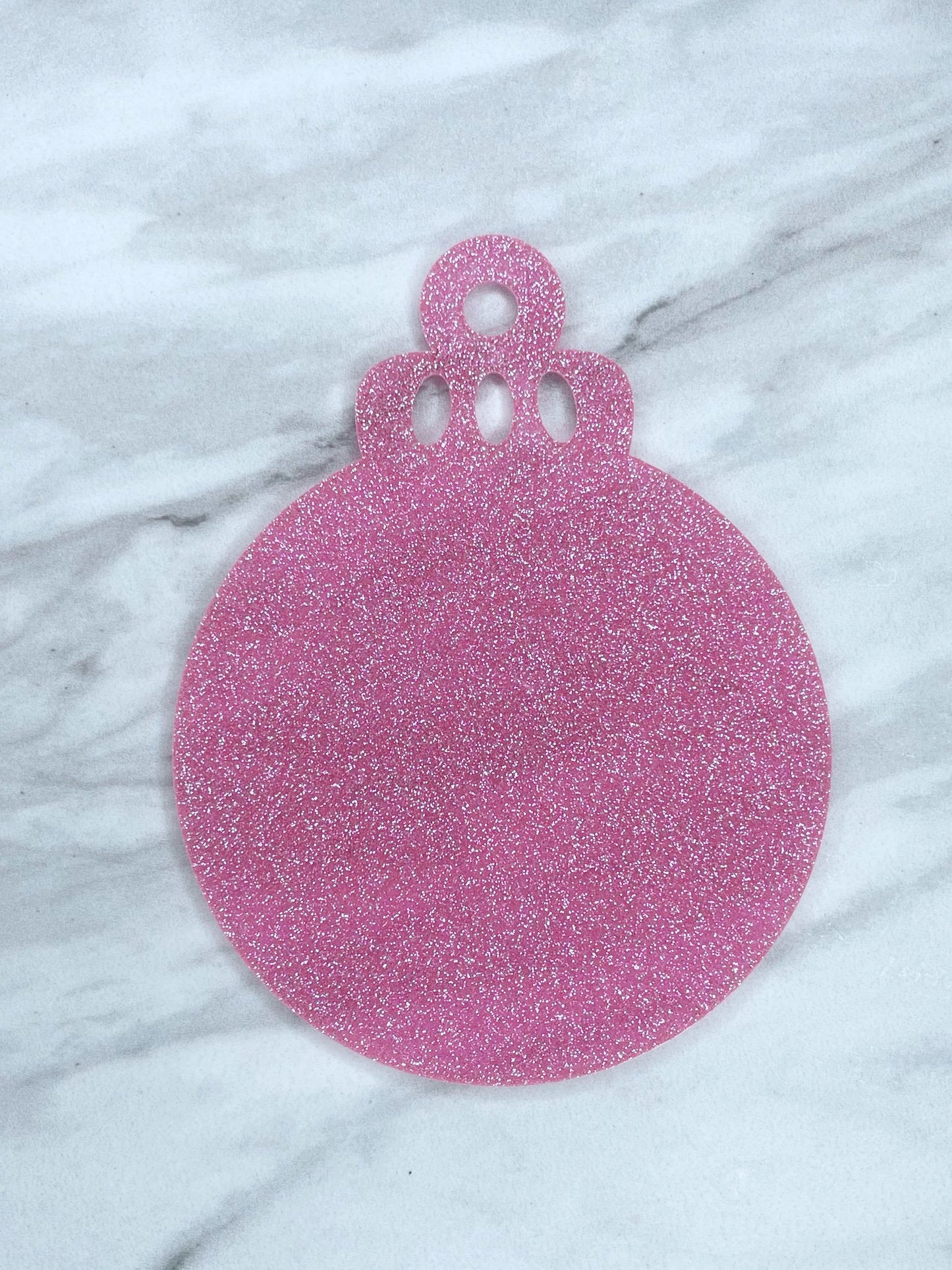 ACRYLIC ROUND ORNAMENT BLANK - PINK GLITTER (1ct)